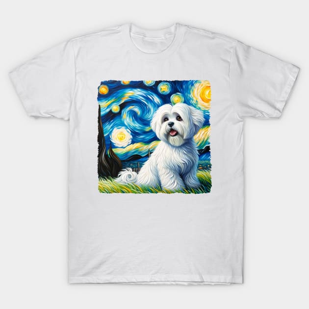 Starry Coton de Tulear Dog Portrait - Pet Portrait T-Shirt by starry_night